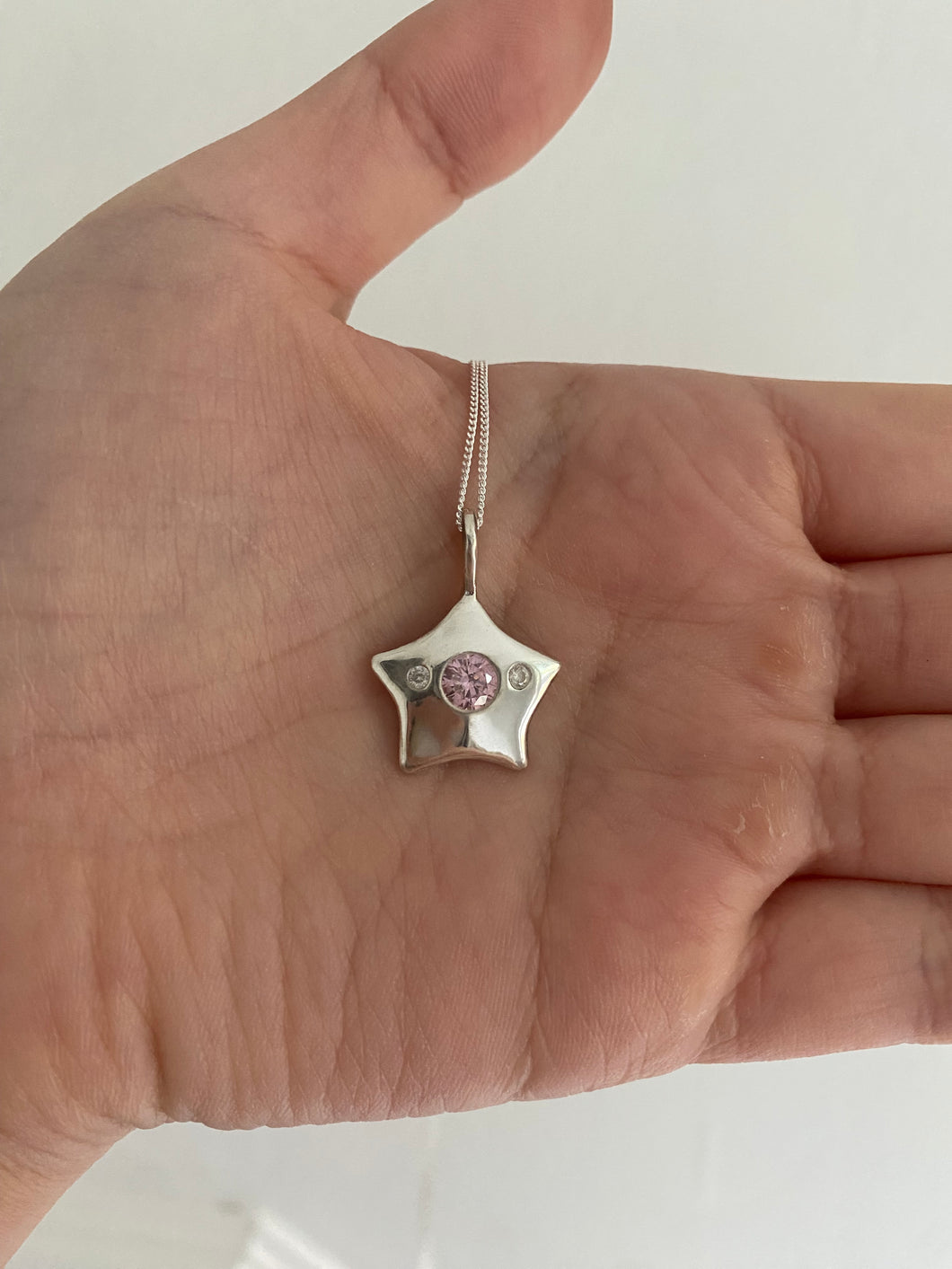 Pink comet star necklace