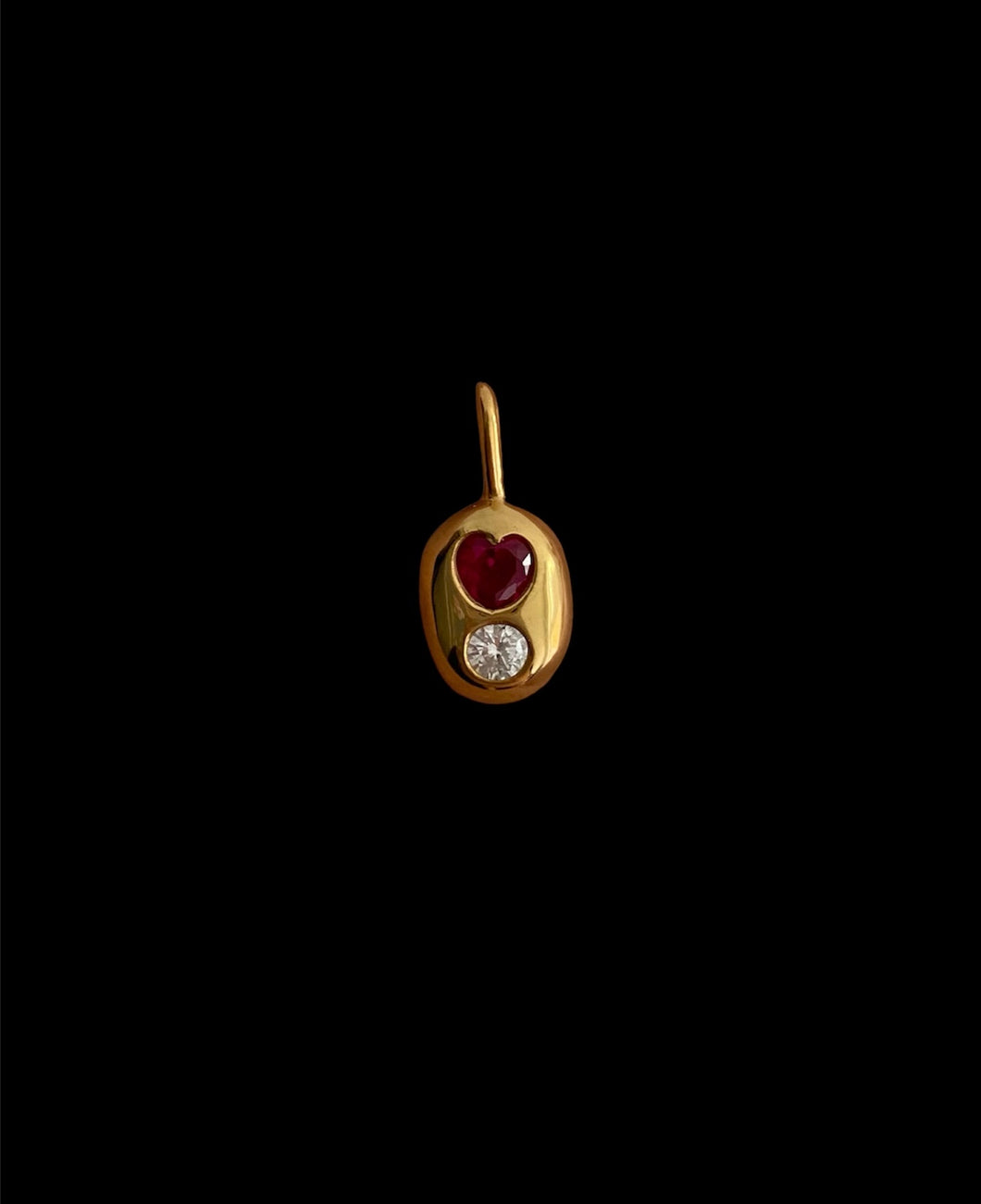 gold-plated oval ruby drop necklace