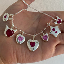 Load image into Gallery viewer, Chubby pink sapphire heart necklace
