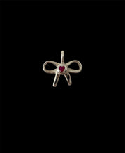 Load image into Gallery viewer, dainty ruby heart bow necklace
