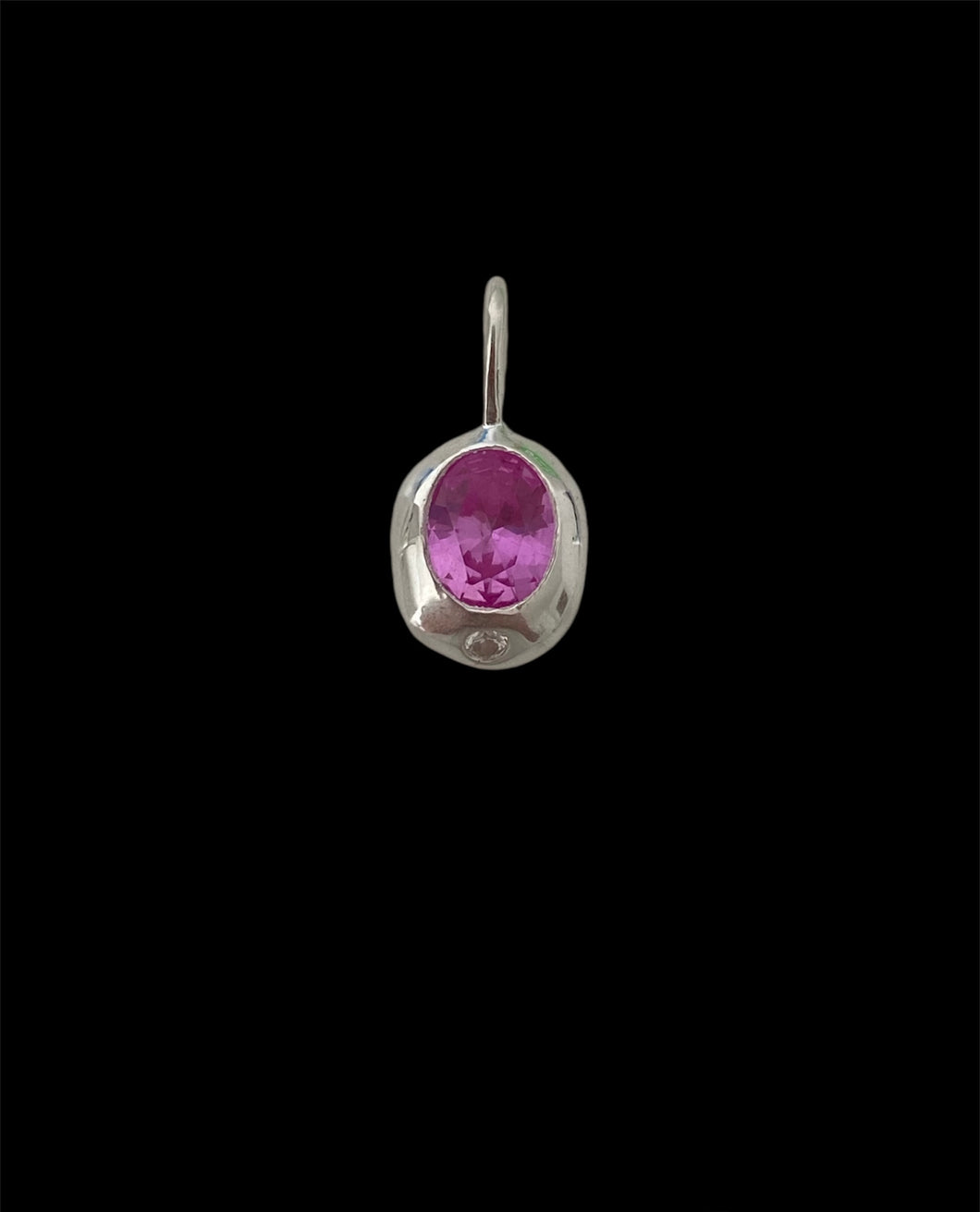 chunky pink sapphire tab necklace