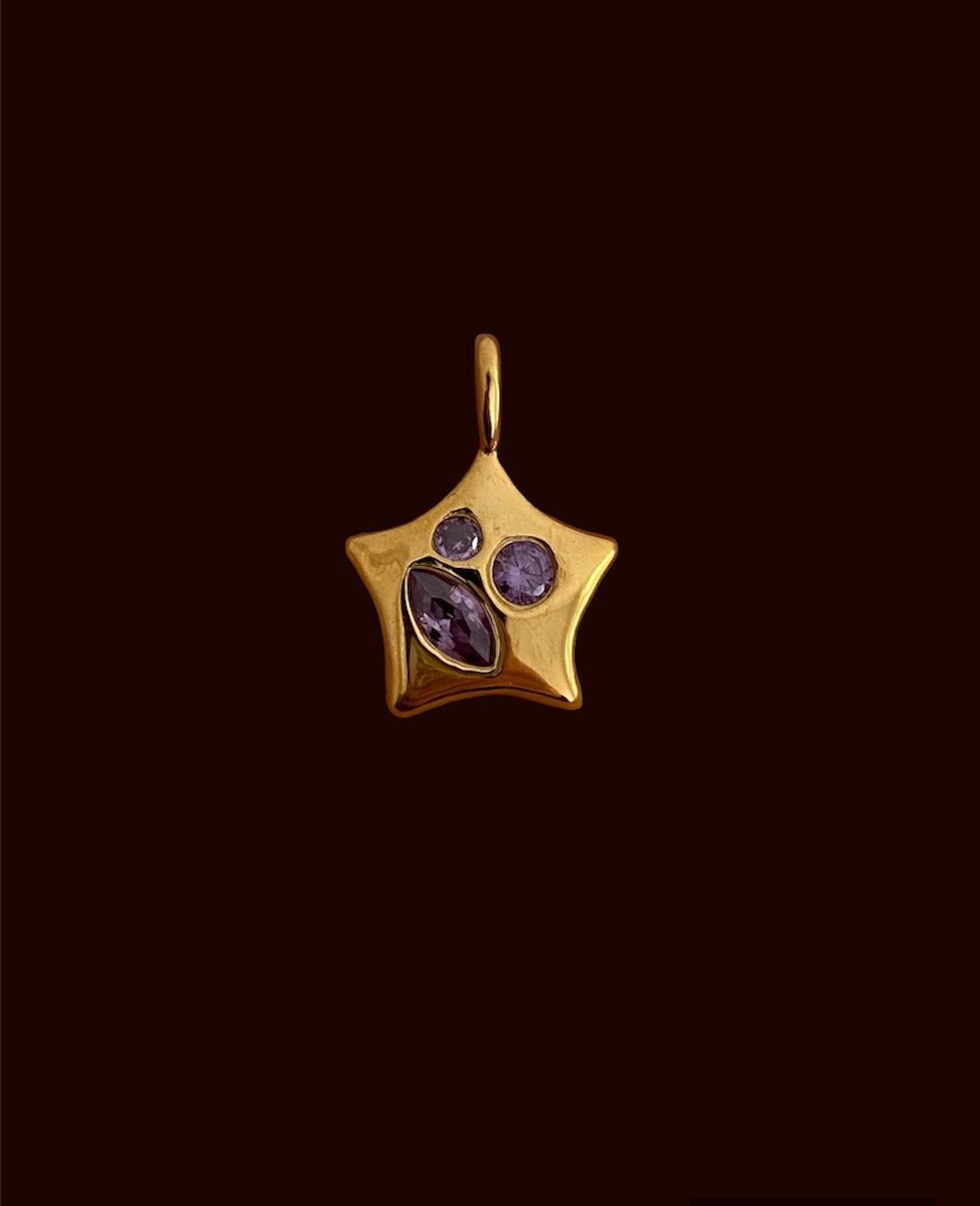 gold-plated amethyst burst star necklace