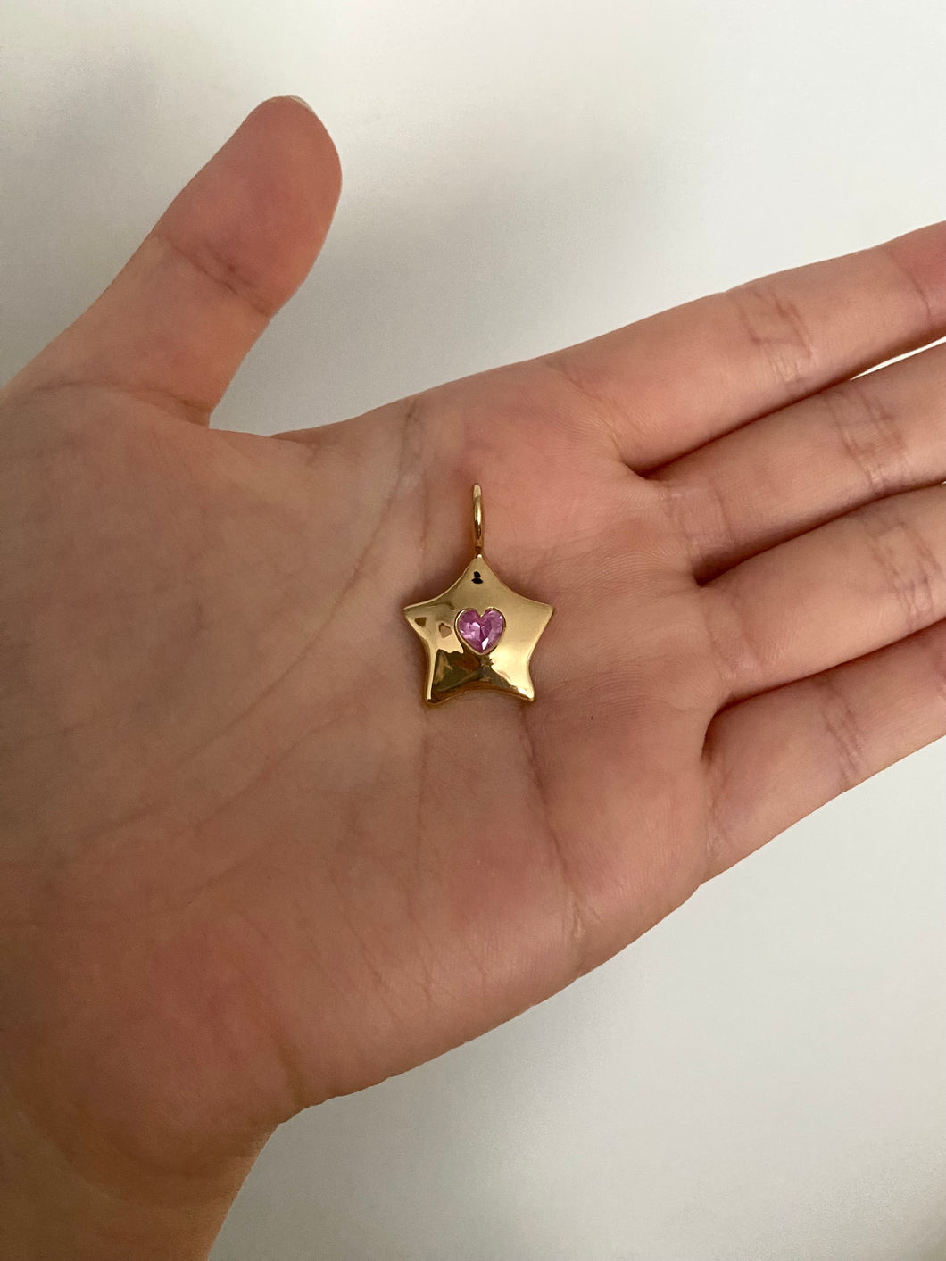 gold-plated pink sapphire heart star