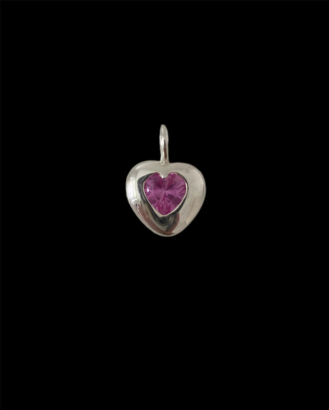 Chubby pink sapphire heart necklace