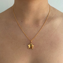 Load image into Gallery viewer, Gold plated double peridot star necklace
