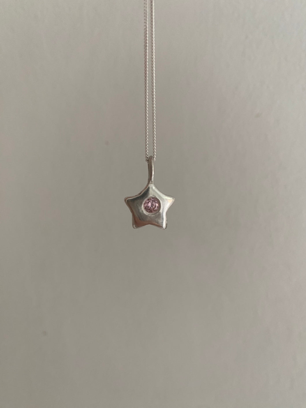 mini baby pink star necklace